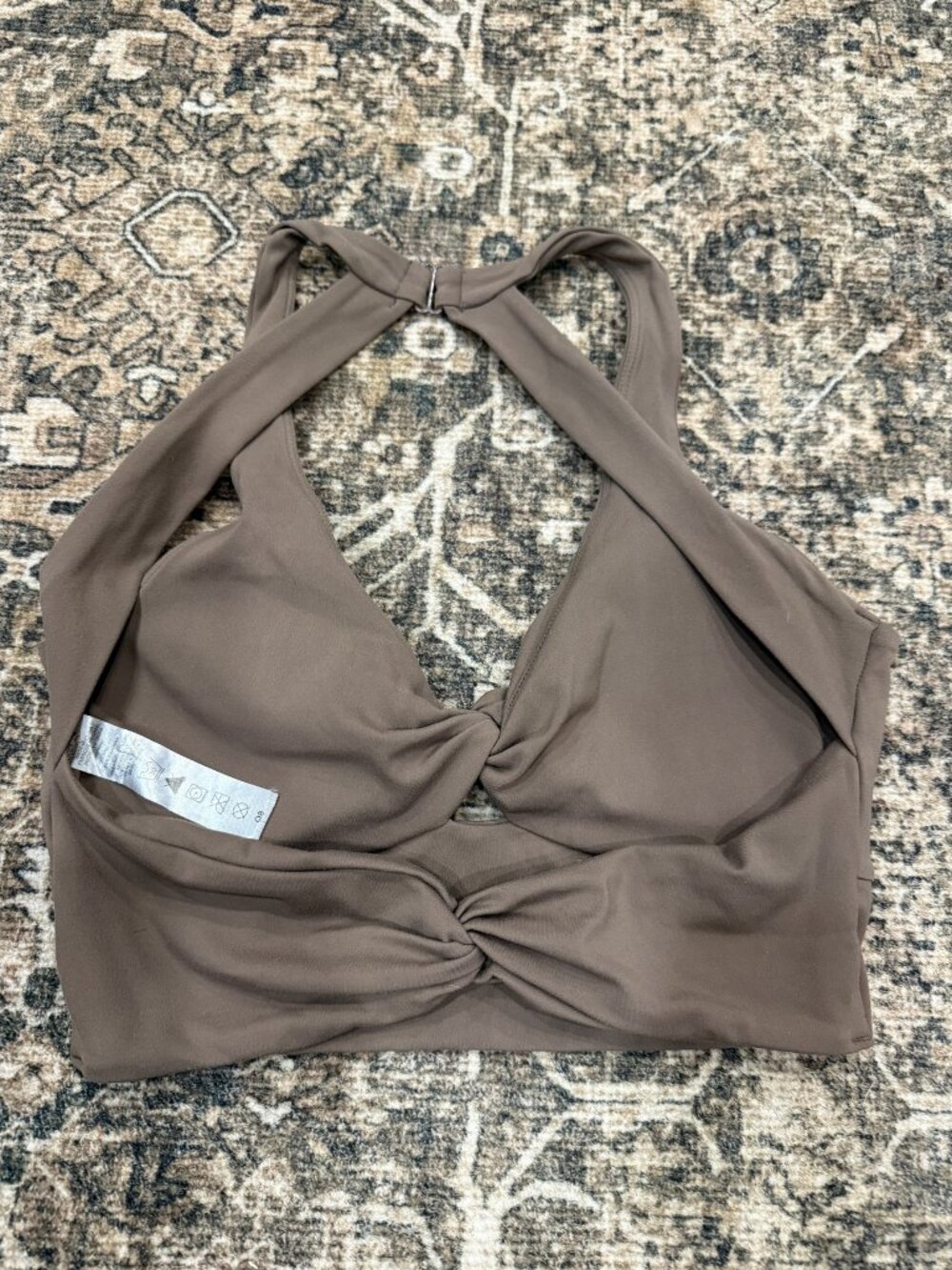 Taupe Crossover Strap Sports Bra and High Rise Legging Set Size S - Picture 7 of 8